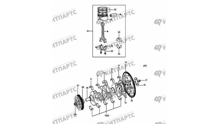 Поршень, коленвал и маховик 2.0 AT FAW Besturn X80